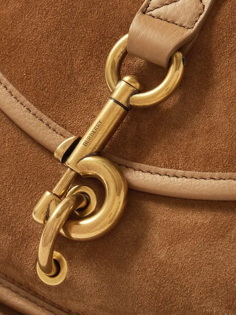 Burberry Small Leather-trimmed Suede Shoulder Bag | Thumbnail 4 Burberry Small Leather-trimmed Suede Shoulder Bag | Thumbnail 4