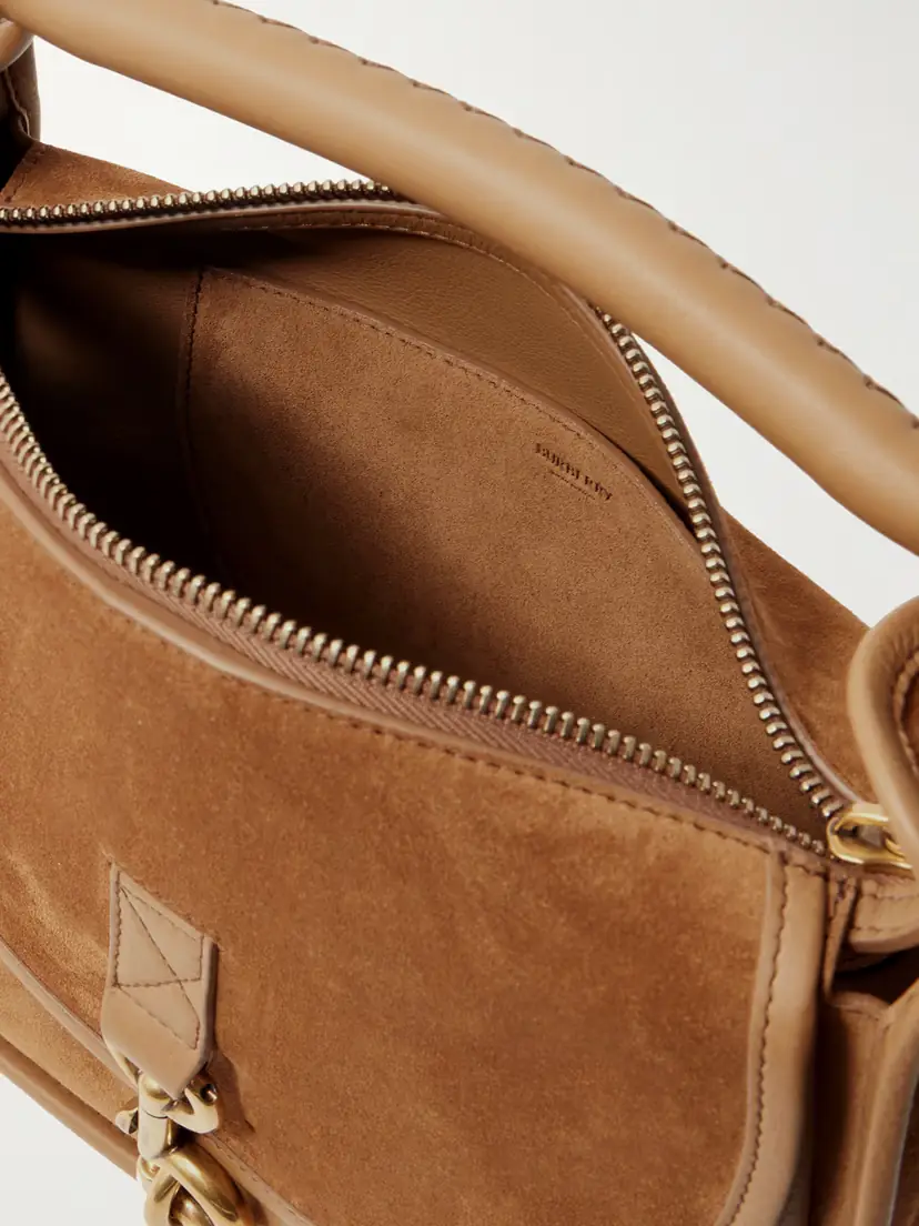 Burberry Small Leather-trimmed Suede Shoulder Bag | Thumbnail 5 Burberry Small Leather-trimmed Suede Shoulder Bag | Thumbnail 5