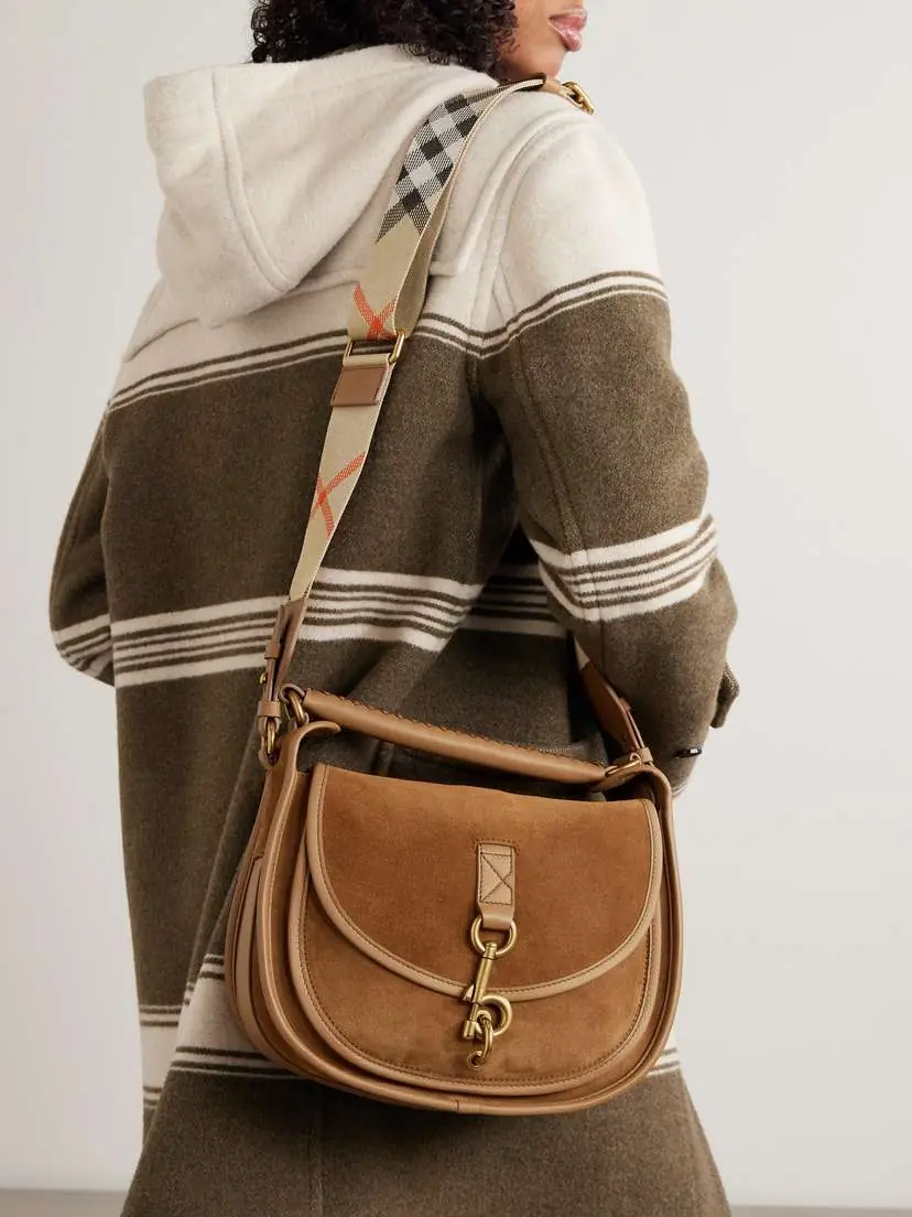 Burberry Small Leather-trimmed Suede Shoulder Bag | Thumbnail 6 Burberry Small Leather-trimmed Suede Shoulder Bag | Thumbnail 6