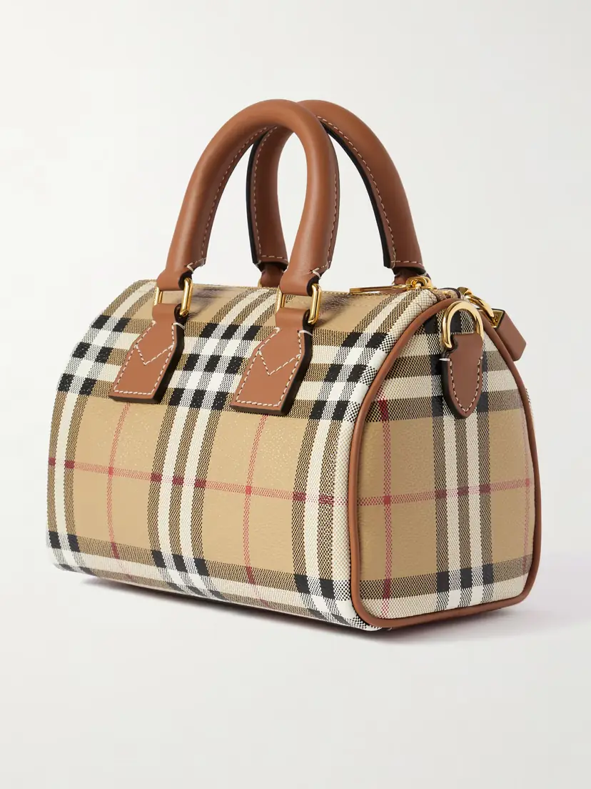 Burberry Mini Bowling Leather-trimmed Checked Bag | Thumbnail 3 Burberry Mini Bowling Leather-trimmed Checked Bag | Thumbnail 3