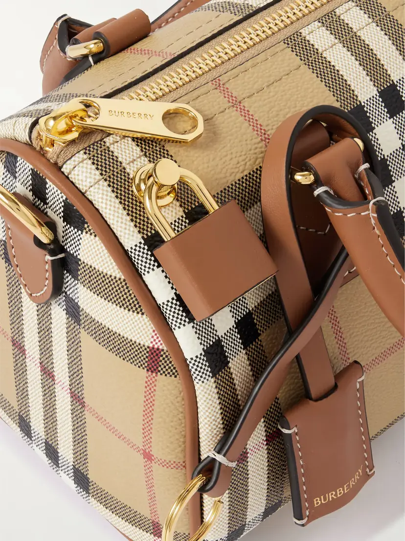 Burberry Mini Bowling Leather-trimmed Checked Bag | Thumbnail 4 Burberry Mini Bowling Leather-trimmed Checked Bag | Thumbnail 4