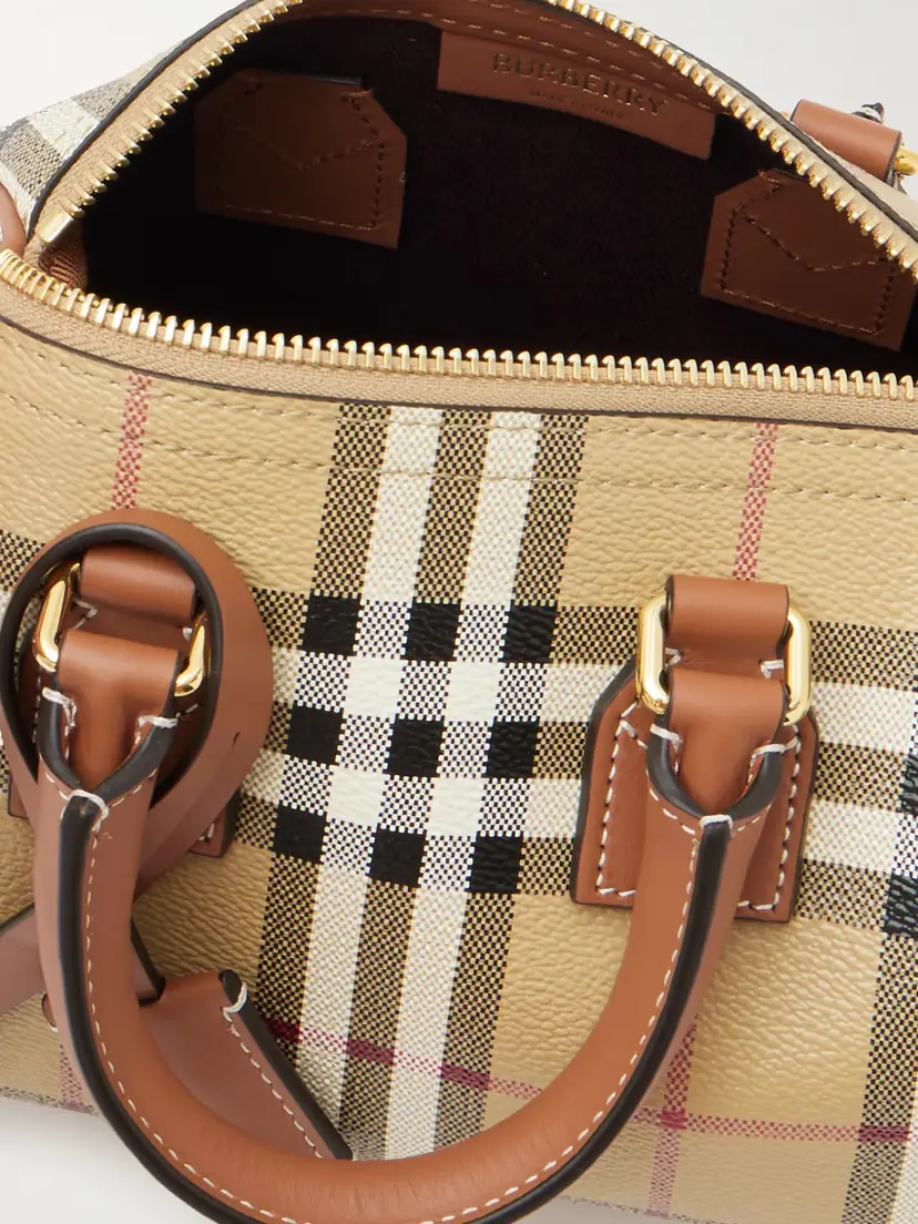 Burberry Mini Bowling Leather-trimmed Checked Bag | Thumbnail 5 Burberry Mini Bowling Leather-trimmed Checked Bag | Thumbnail 5