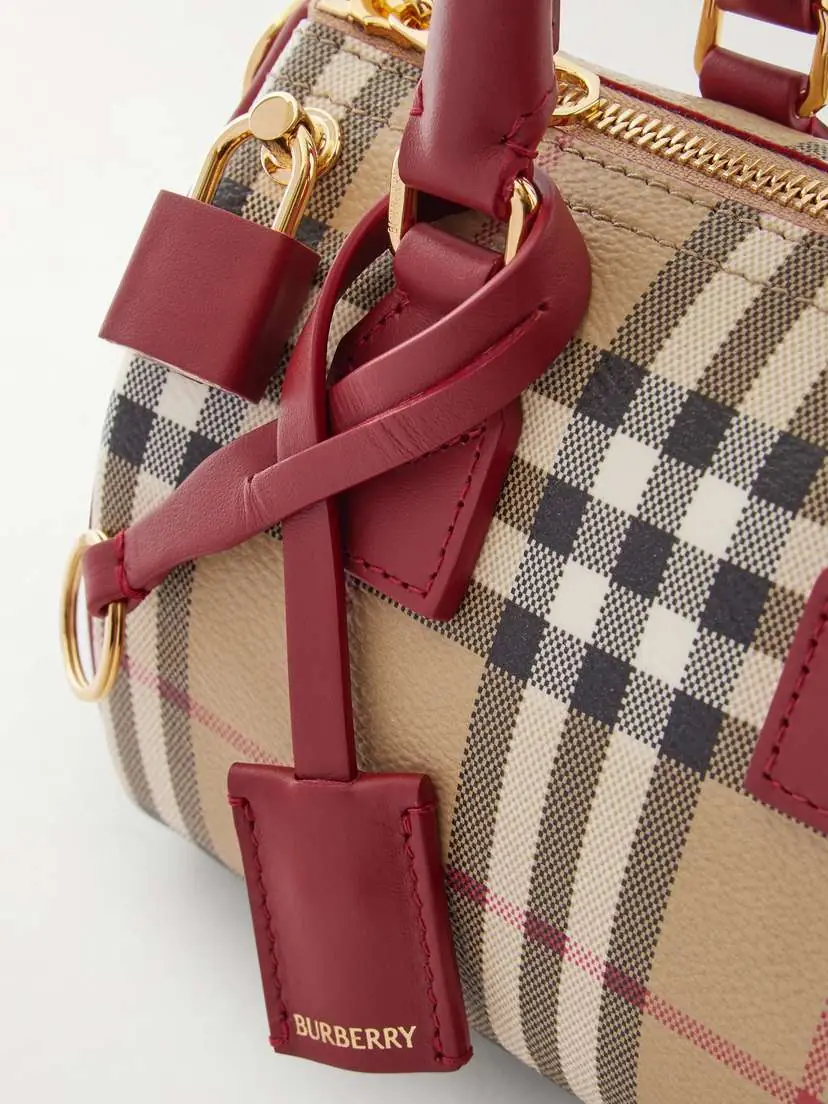 Burberry Mini Bowling Leather-trimmed Checked Tote | Thumbnail 5 Burberry Mini Bowling Leather-trimmed Checked Tote | Thumbnail 5
