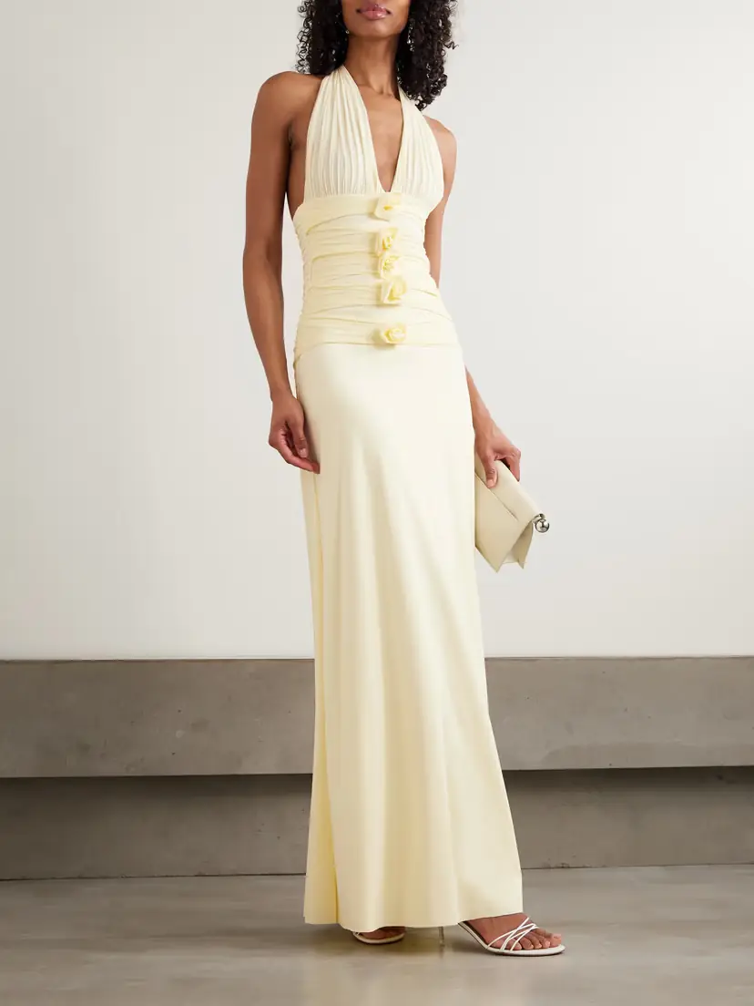 Maygel Coronel Villadiego Appliquéd Stretch-jersey Halterneck Maxi Dress | Thumbnail 2 Maygel Coronel Villadiego Appliquéd Stretch-jersey Halterneck Maxi Dress | Thumbnail 2