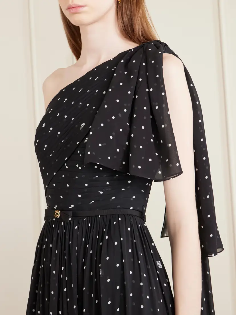 Elie Saab One-shoulder Polka-dot Chiffon Gown | Thumbnail 3 Elie Saab One-shoulder Polka-dot Chiffon Gown | Thumbnail 3