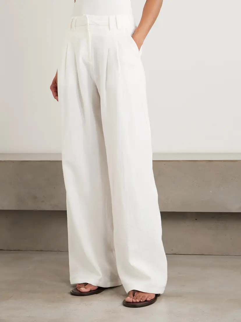 Emporio Sirenuse Annisa Pleated Ramie And Linen-blend Wide-leg Pants | Thumbnail 3 Emporio Sirenuse Annisa Pleated Ramie And Linen-blend Wide-leg Pants | Thumbnail 3