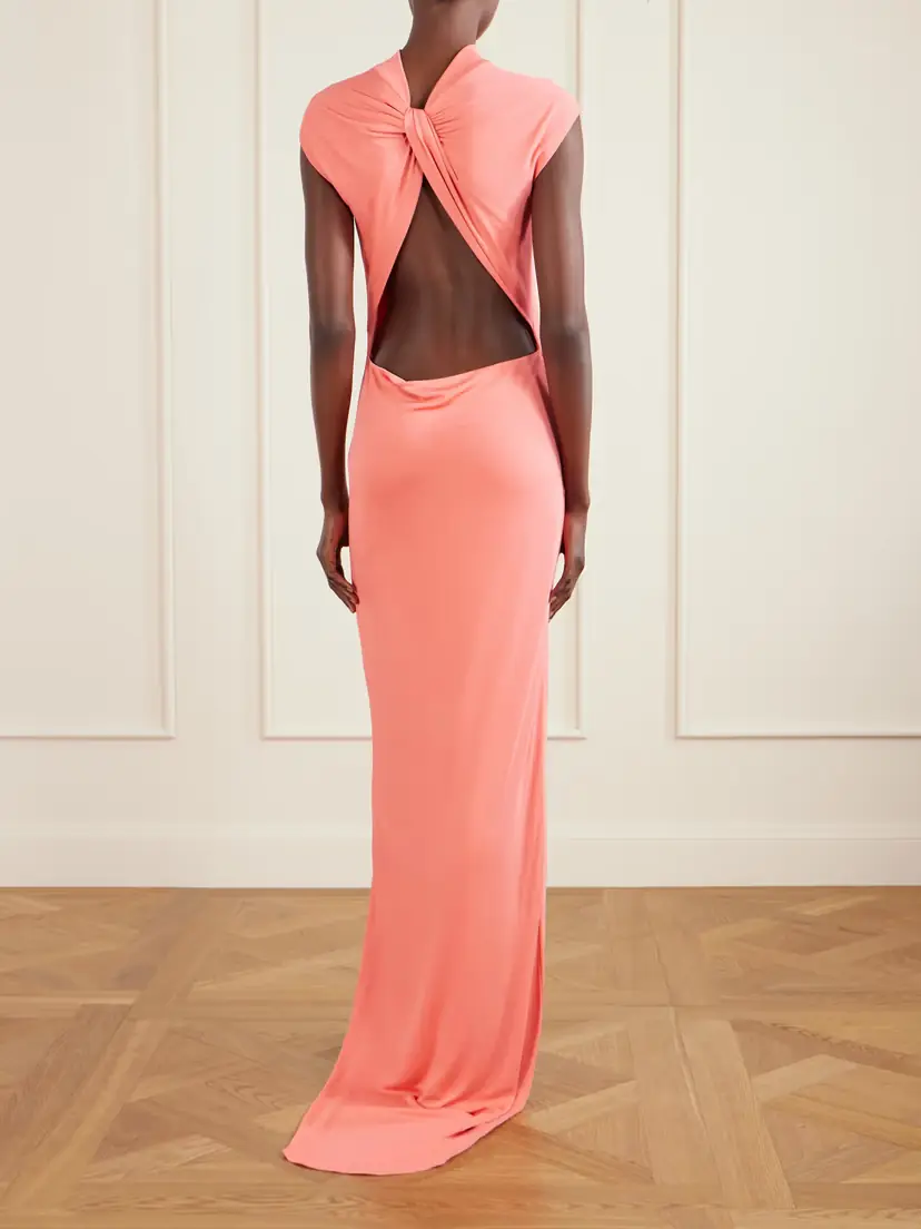 Tom Ford Open-back Asymmetric Knotted Crepe-jersey Maxi Dress | Thumbnail 3 Tom Ford Open-back Asymmetric Knotted Crepe-jersey Maxi Dress | Thumbnail 3