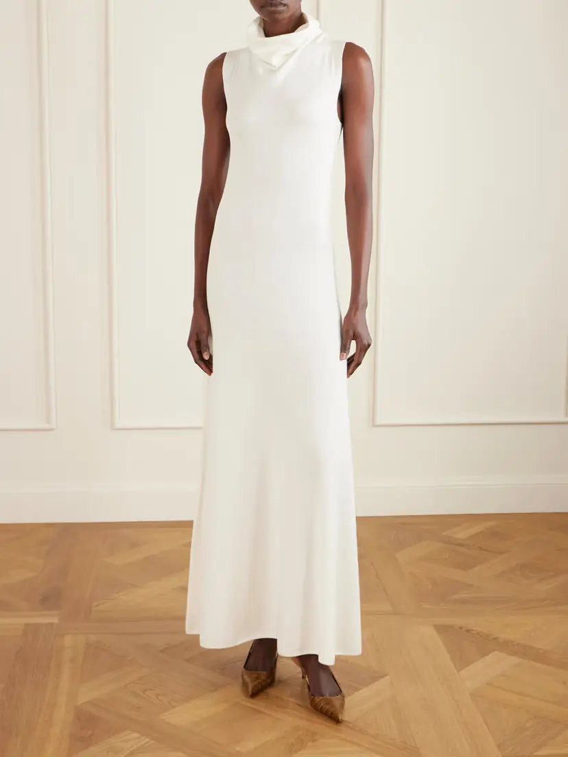 Tom Ford Draped Wool-blend Piqué Maxi Dress | Thumbnail 2 Tom Ford Draped Wool-blend Piqué Maxi Dress | Thumbnail 2