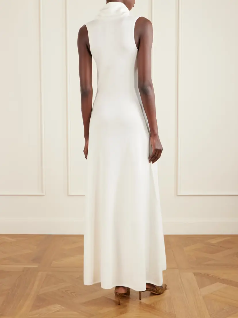 Tom Ford Draped Wool-blend Piqué Maxi Dress | Thumbnail 3 Tom Ford Draped Wool-blend Piqué Maxi Dress | Thumbnail 3