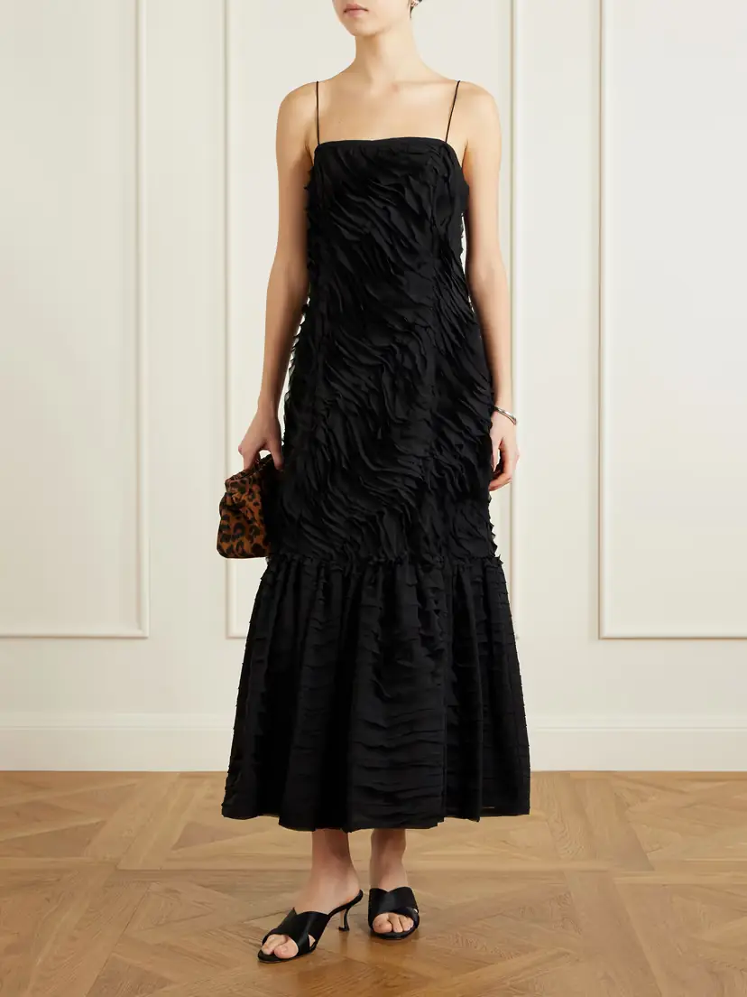 Ulla Johnson Augustina Pleated Chiffon Midi Dress | Thumbnail 2 Ulla Johnson Augustina Pleated Chiffon Midi Dress | Thumbnail 2