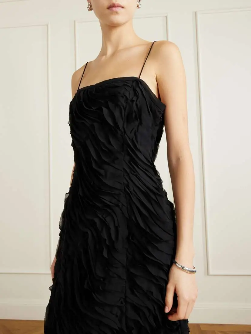 Ulla Johnson Augustina Pleated Chiffon Midi Dress | Thumbnail 3 Ulla Johnson Augustina Pleated Chiffon Midi Dress | Thumbnail 3