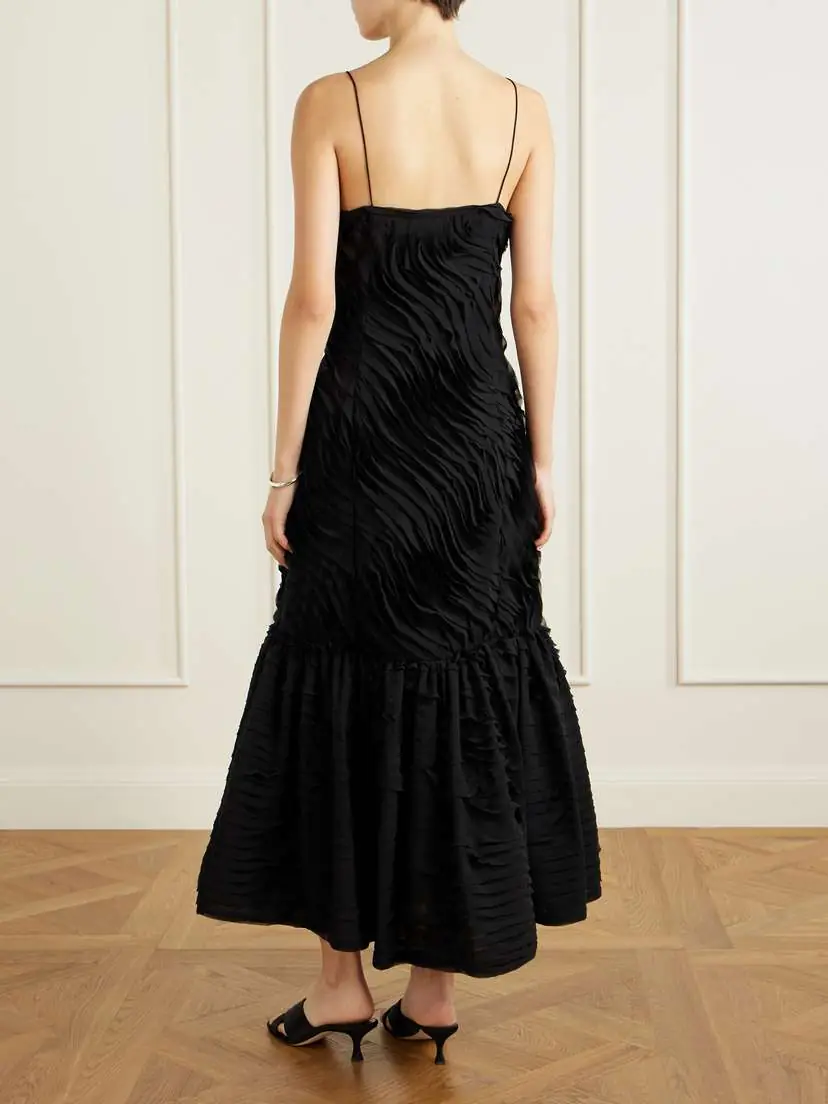 Ulla Johnson Augustina Pleated Chiffon Midi Dress | Thumbnail 4 Ulla Johnson Augustina Pleated Chiffon Midi Dress | Thumbnail 4