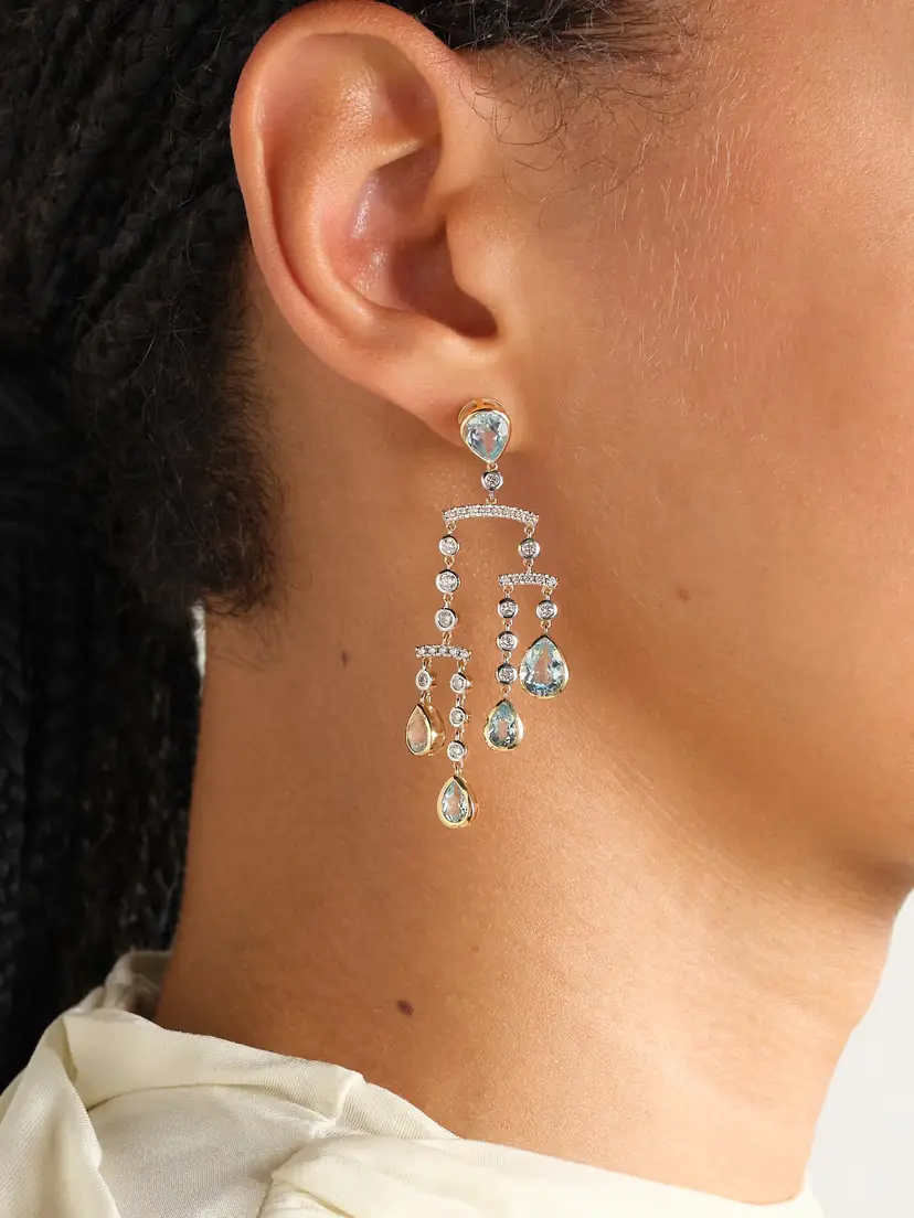 Mateo Mobile 14-karat Yellow And White Gold, Topaz And Diamond Earrings | Thumbnail 2 Mateo Mobile 14-karat Yellow And White Gold, Topaz And Diamond Earrings | Thumbnail 2