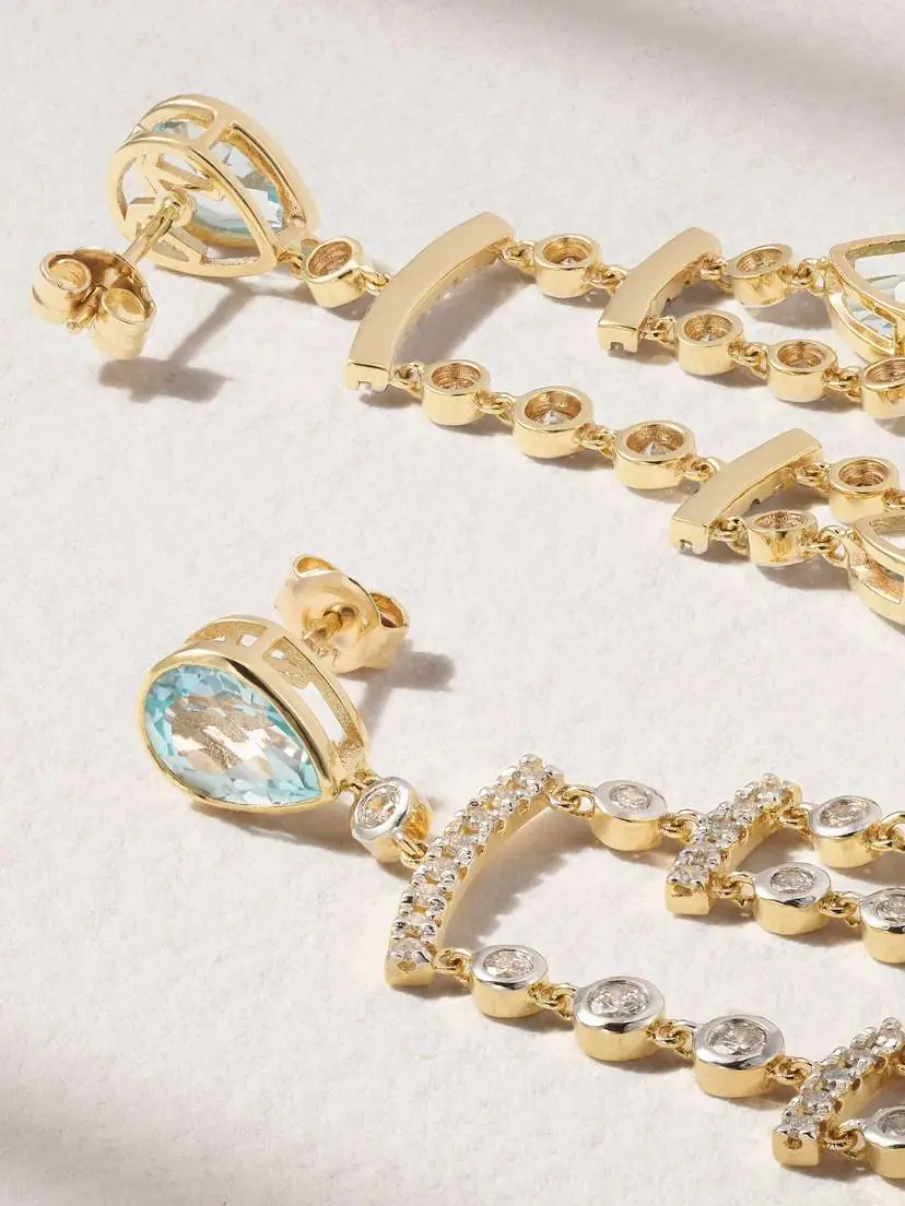 Mateo Mobile 14-karat Yellow And White Gold, Topaz And Diamond Earrings | Thumbnail 3 Mateo Mobile 14-karat Yellow And White Gold, Topaz And Diamond Earrings | Thumbnail 3