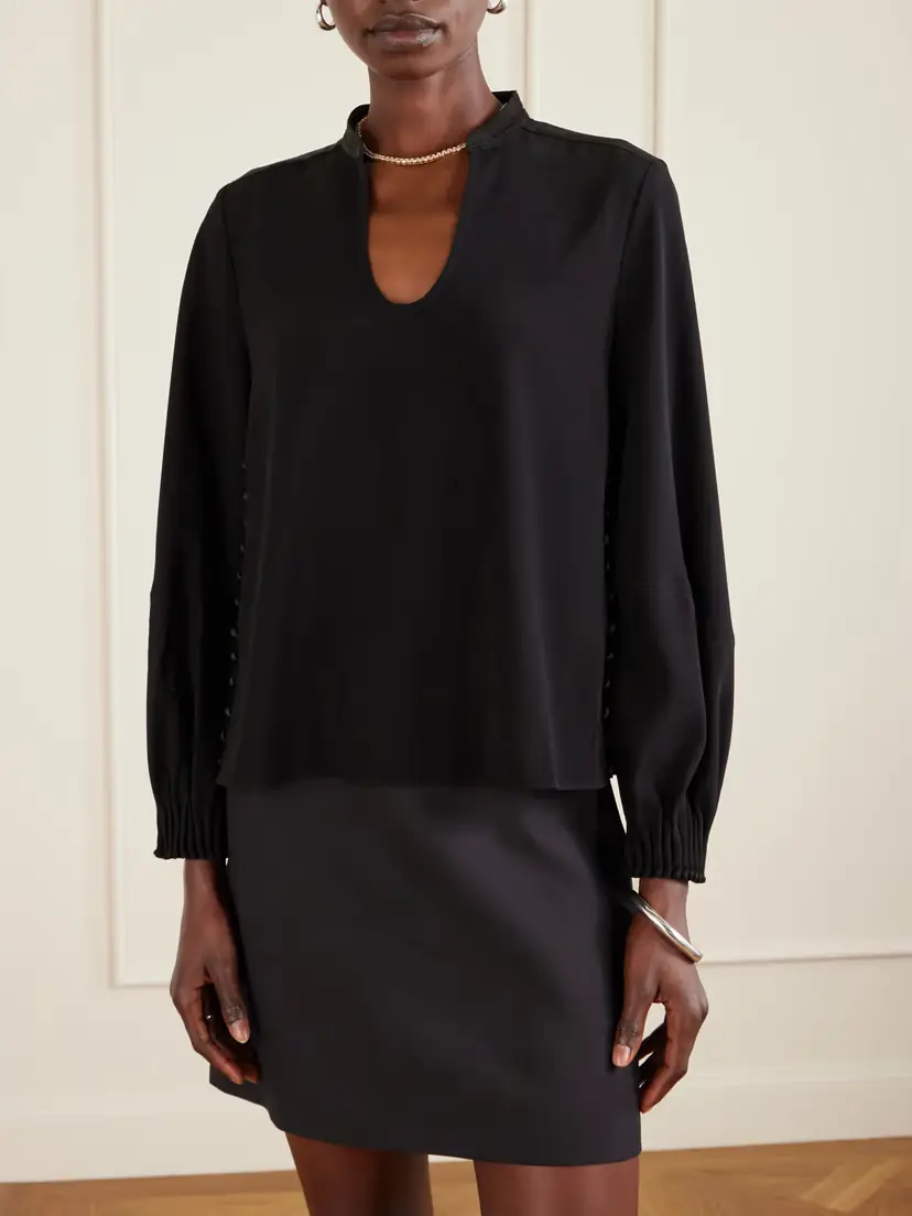 La Ligne Francine Button-detailed Crepe Blouse | Thumbnail 3 La Ligne Francine Button-detailed Crepe Blouse | Thumbnail 3