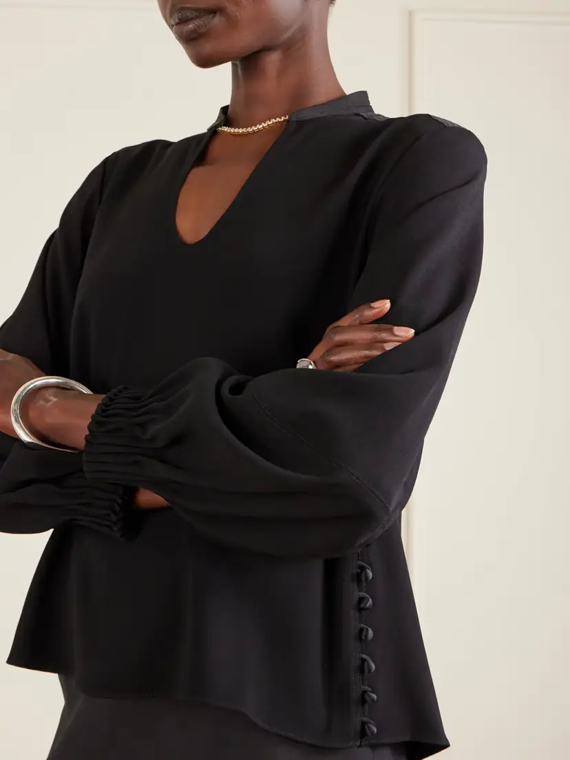 La Ligne Francine Button-detailed Crepe Blouse | Thumbnail 5 La Ligne Francine Button-detailed Crepe Blouse | Thumbnail 5