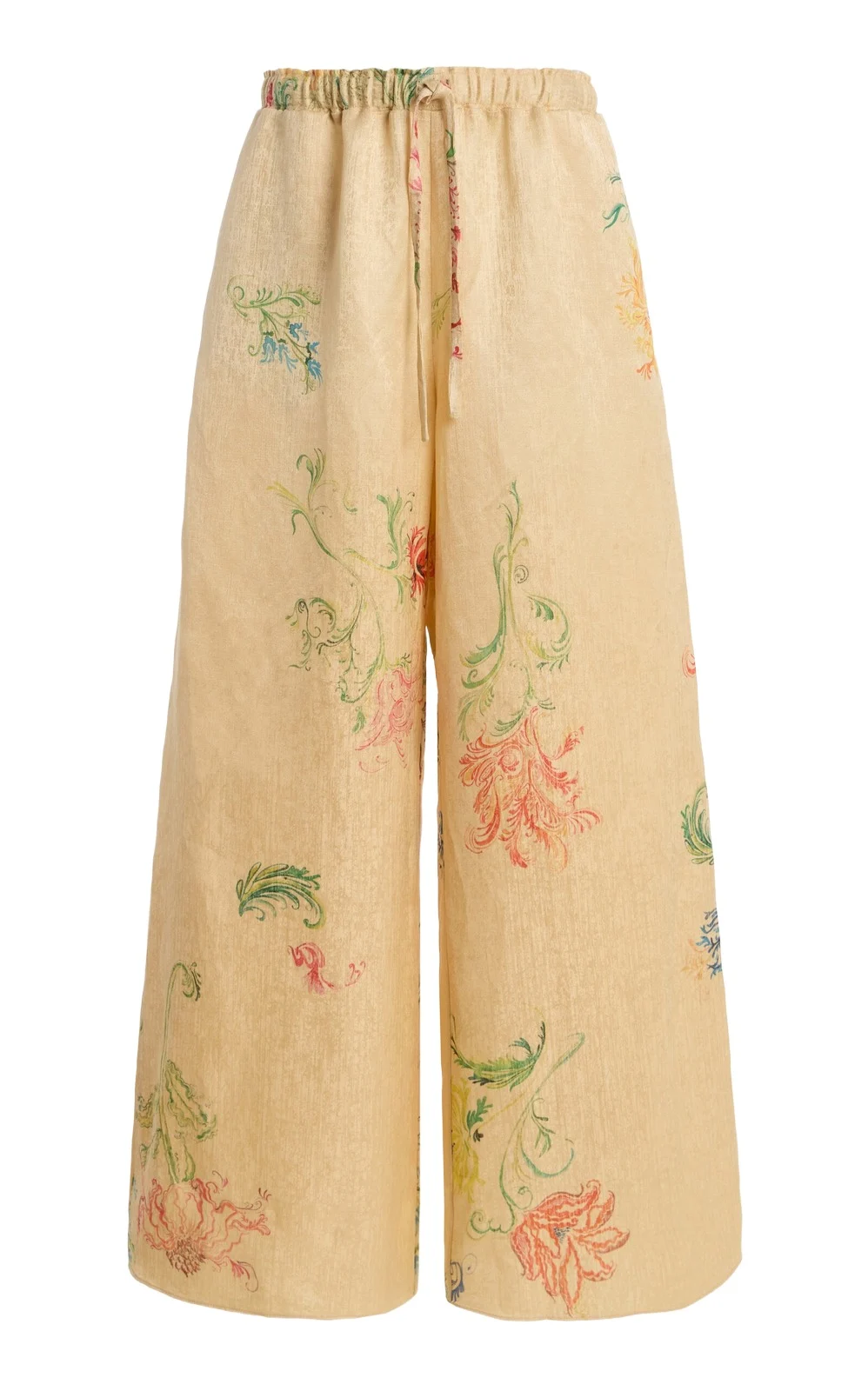 Floral Jacquard Wide-Leg Pants