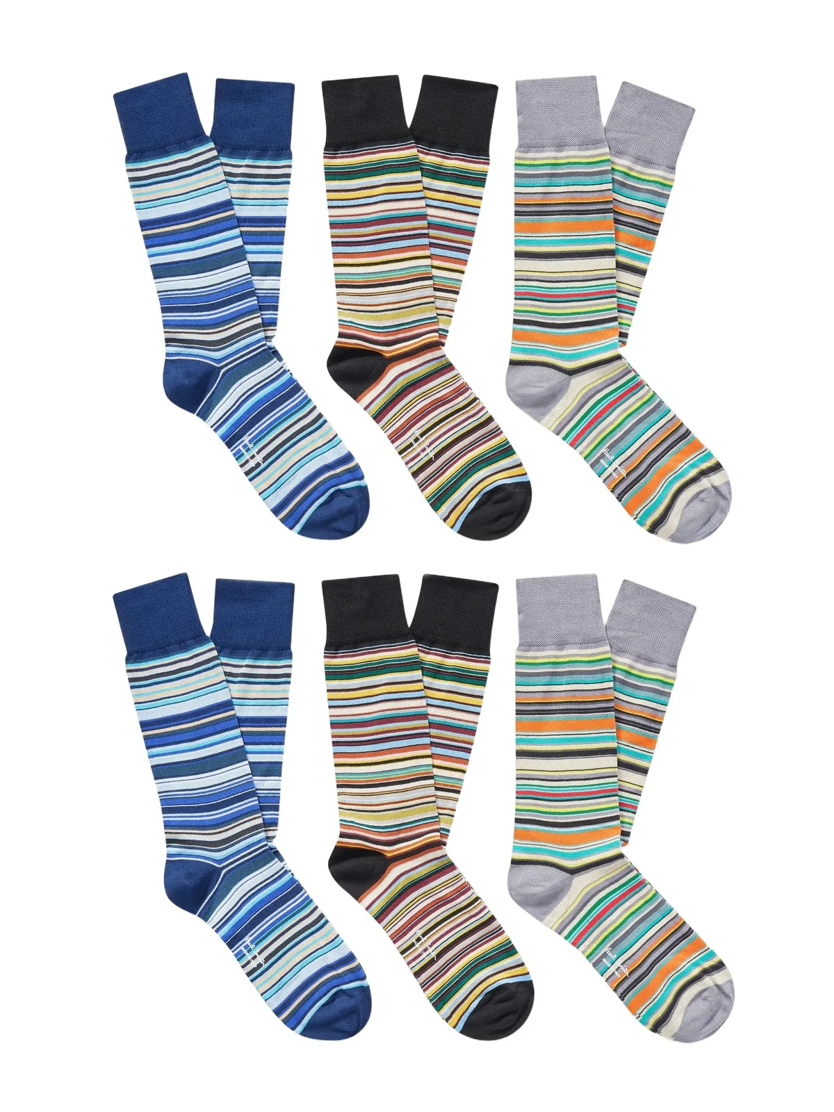 Six-Pack Striped Cotton-Blend Socks - Men Six-Pack Striped Cotton-Blend Socks - Men