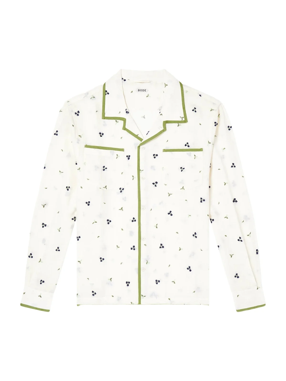 BODE Blackberry Patch Camp-Collar Embroidered Linen Shirt - Men