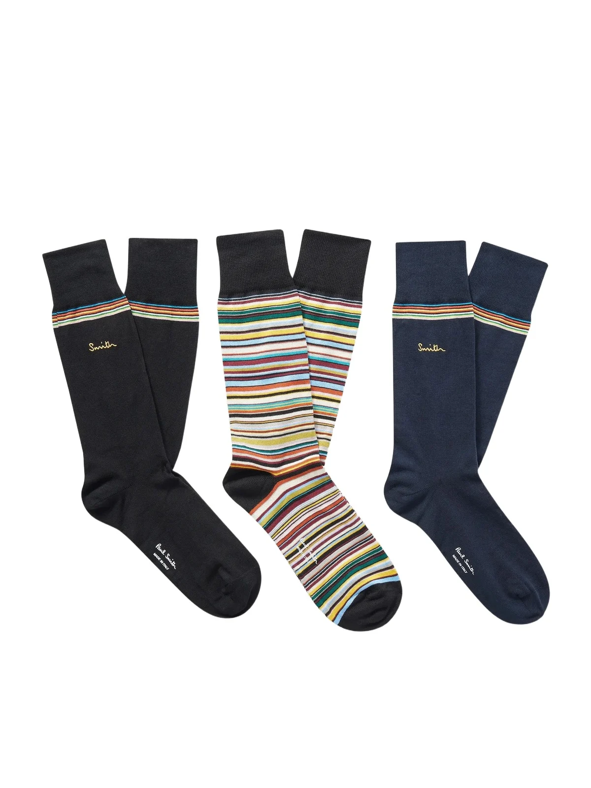 Pack of Three Striped Cotton-Blend Socks - Men Pack of Three Striped Cotton-Blend Socks - Men