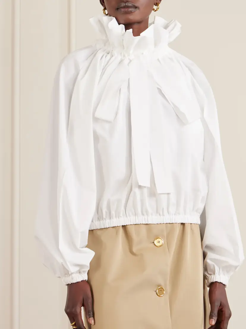 Patou Tie-detailed Ruffled Cotton-poplin Blouse | Thumbnail 3 Patou Tie-detailed Ruffled Cotton-poplin Blouse | Thumbnail 3