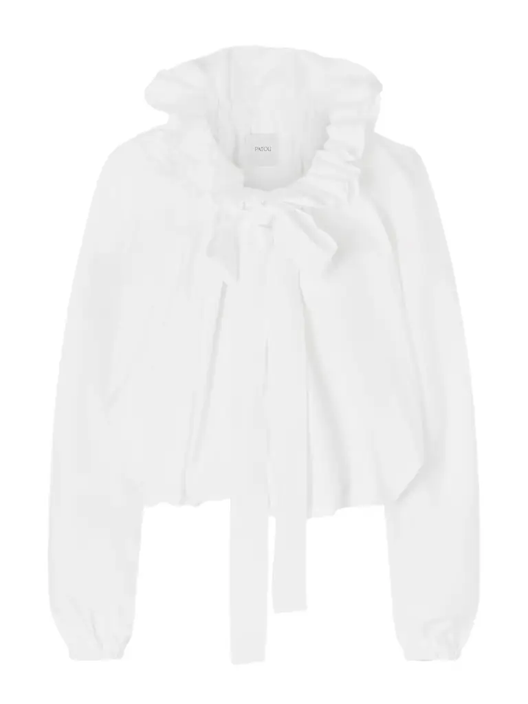 Patou Tie-detailed Ruffled Cotton-poplin Blouse | Image 1 Patou Tie-detailed Ruffled Cotton-poplin Blouse | Image 1