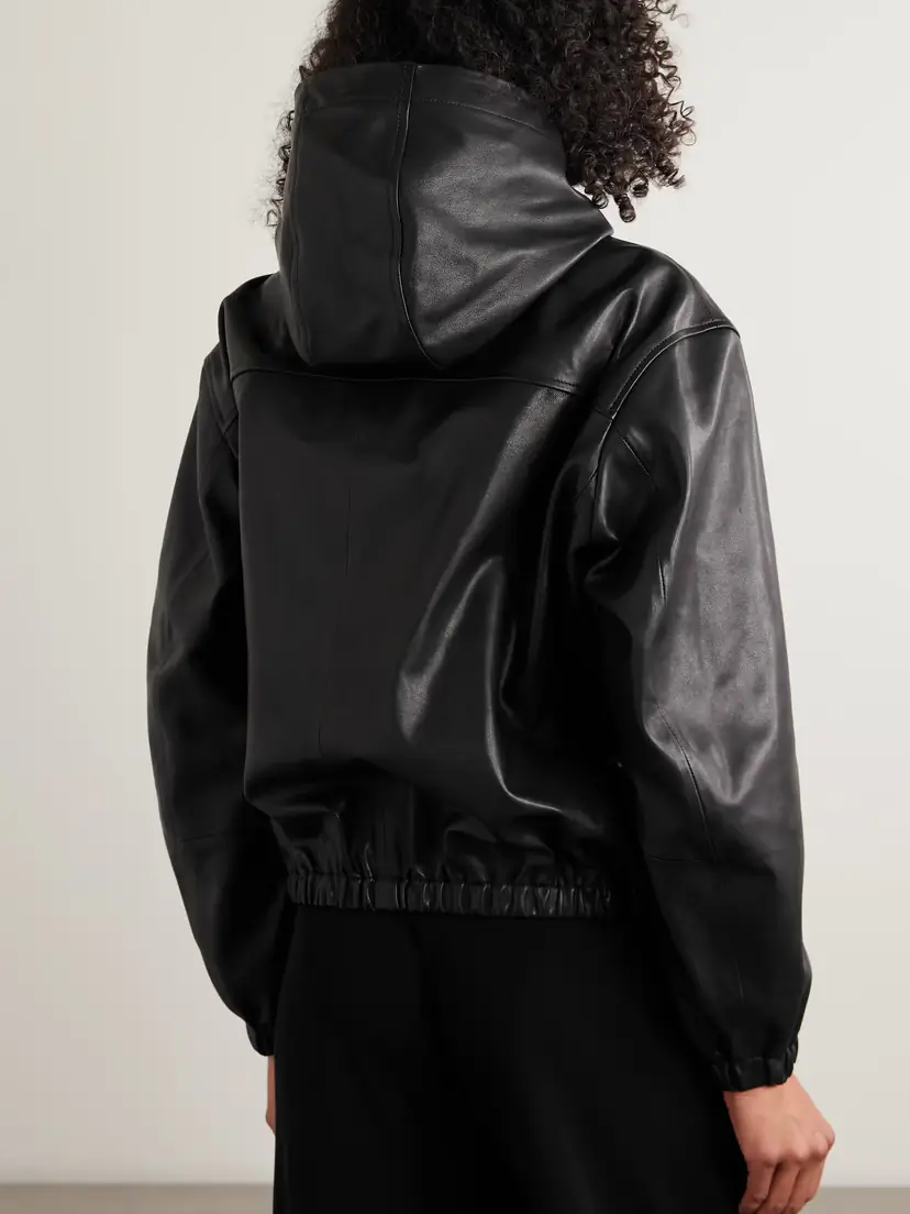 Nour Hammour Leo Hooded Paneled Leather Jacket | Thumbnail 3