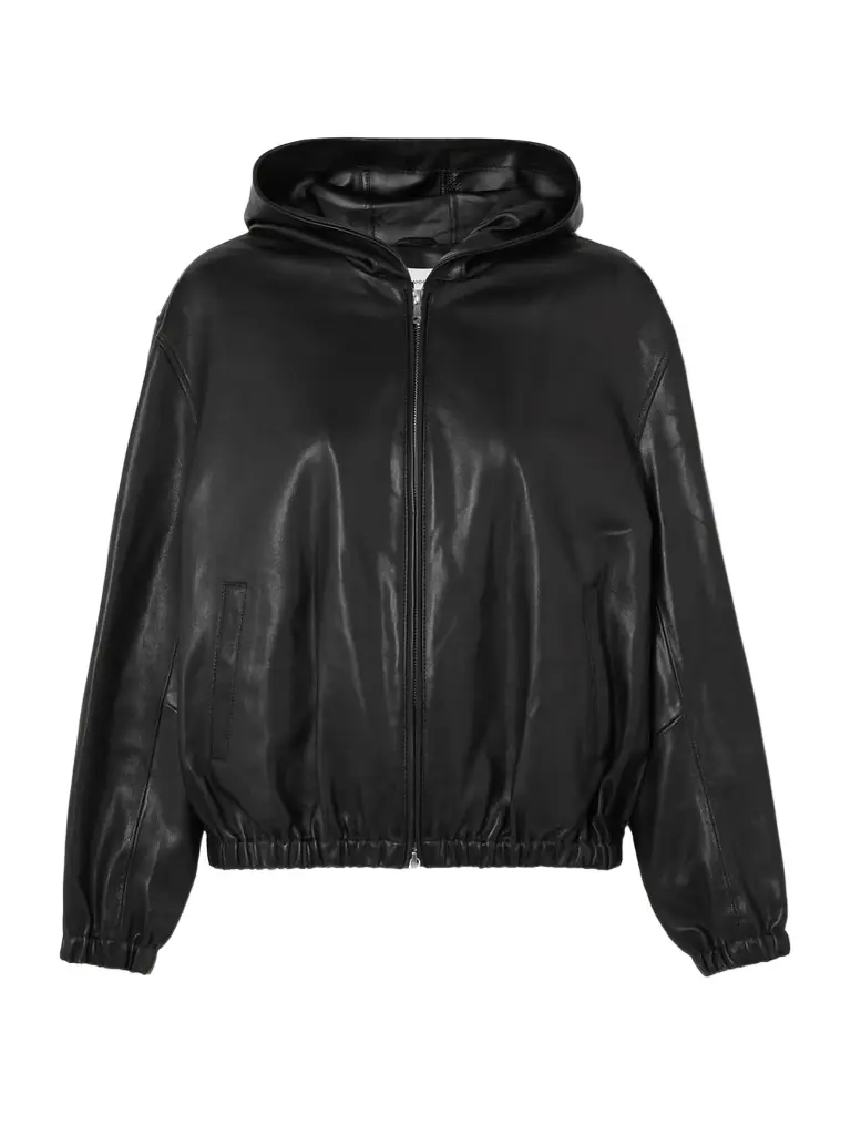 Leo Hooded Paneled Leather Jacket Leo Hooded Paneled Leather Jacket