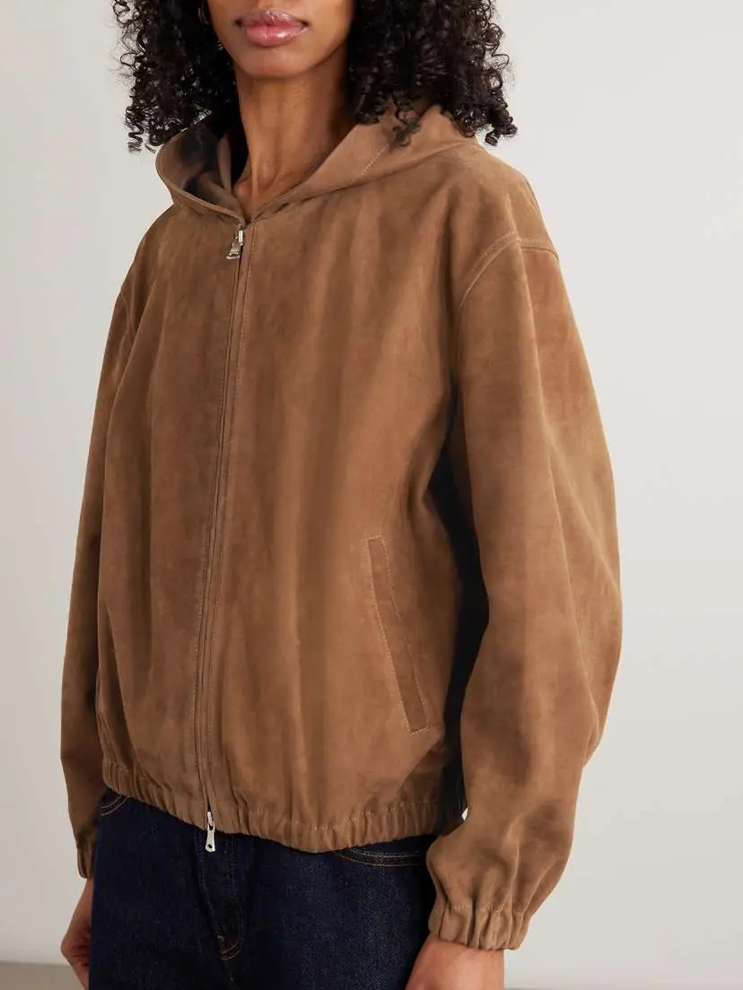 Nour Hammour Leo Paneled Suede Hoodie | Thumbnail 3