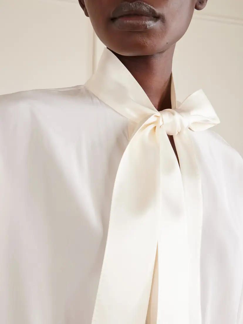 Tom Ford Pussy-bow Satin-trimmed Silk Crepe De Chine Blouse | Thumbnail 5 Tom Ford Pussy-bow Satin-trimmed Silk Crepe De Chine Blouse | Thumbnail 5