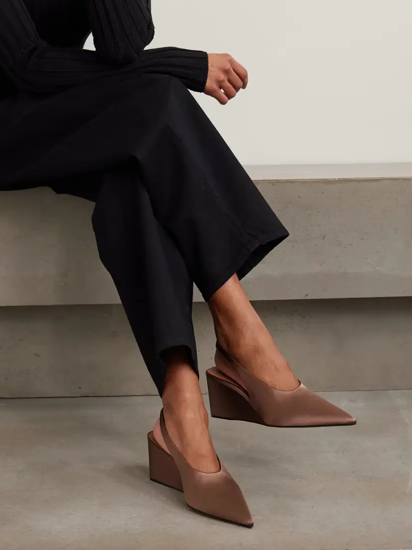 Alaïa Cube 75 Satin Slingback Wedge Pumps | Thumbnail 2