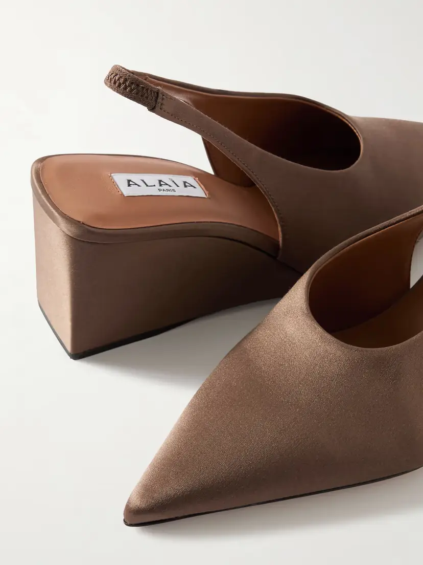 Alaïa Cube 75 Satin Slingback Wedge Pumps | Thumbnail 4