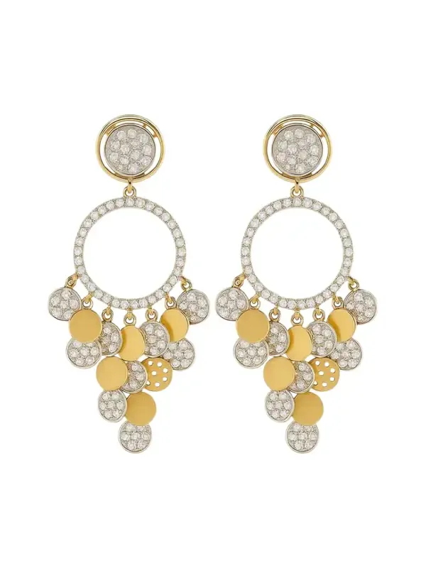 4.07ct Diamond 14K Gold Statement Scale Earrings 4.07ct Diamond 14K Gold Statement Scale Earrings