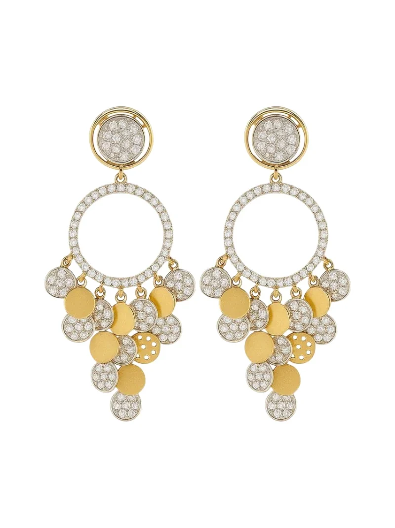 4.07ct Diamond 14K Gold Statement Scale Earrings 4.07ct Diamond 14K Gold Statement Scale Earrings