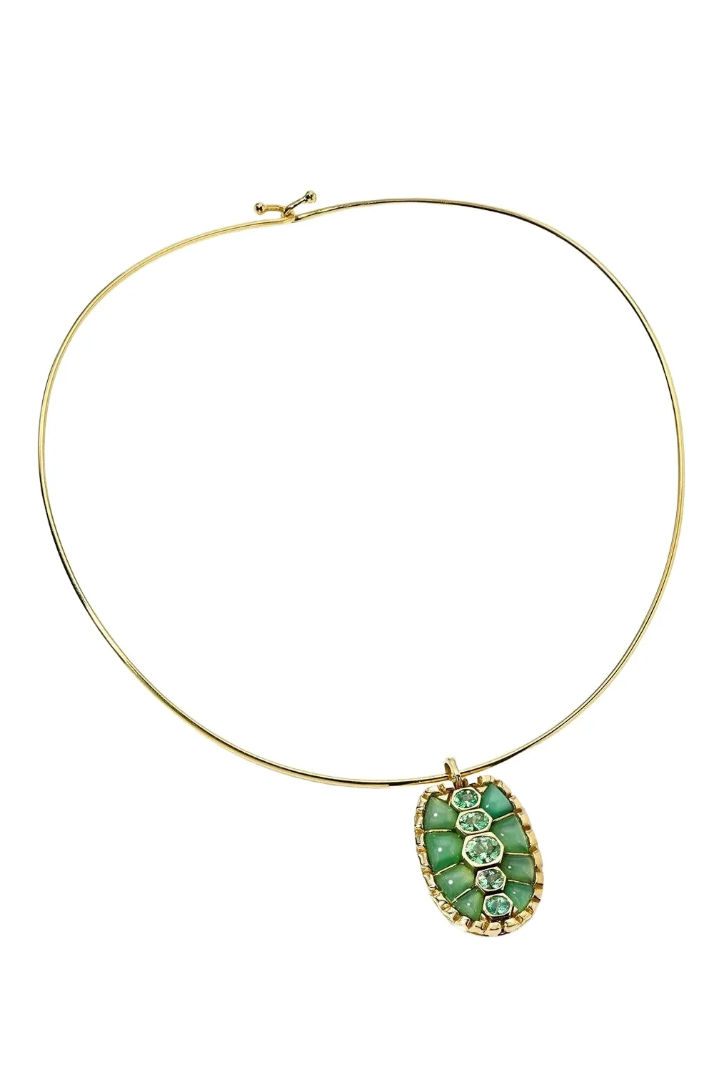 Retrouvaí Chrysoprase Paraiba Tortoiseshell Pendant Necklace