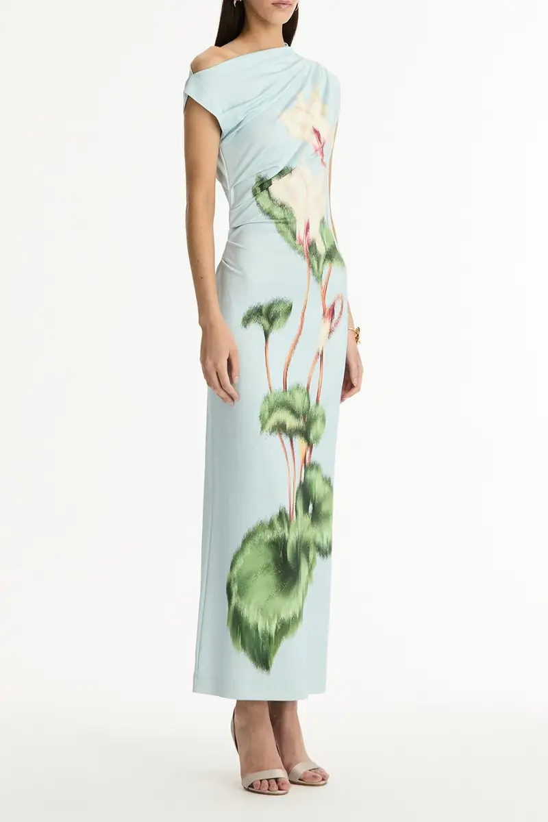 Oscar de la Renta Cyclamen Drape Detail Dress | Thumbnail 3