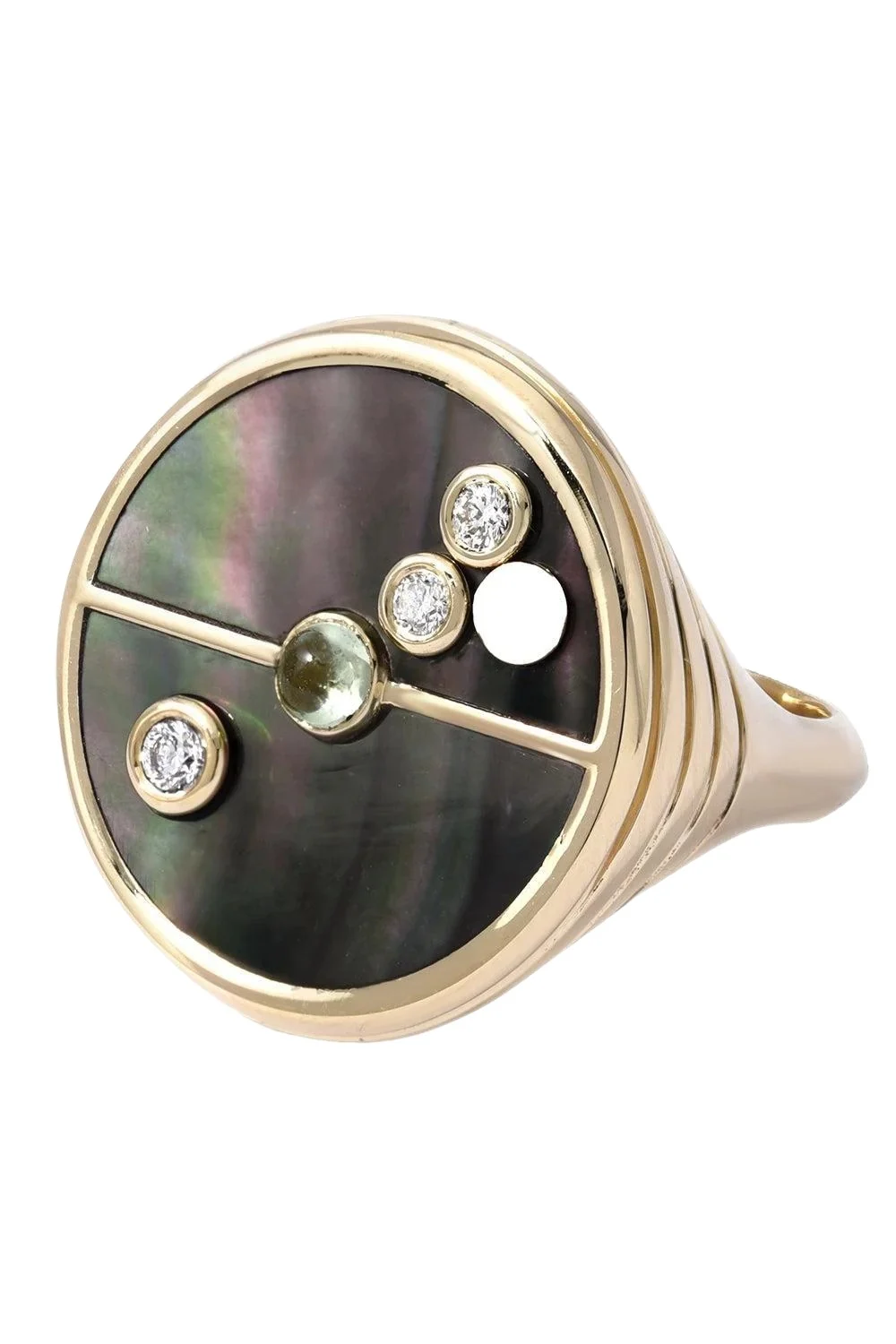 Dark Pearl Mint Garnet compass Ring