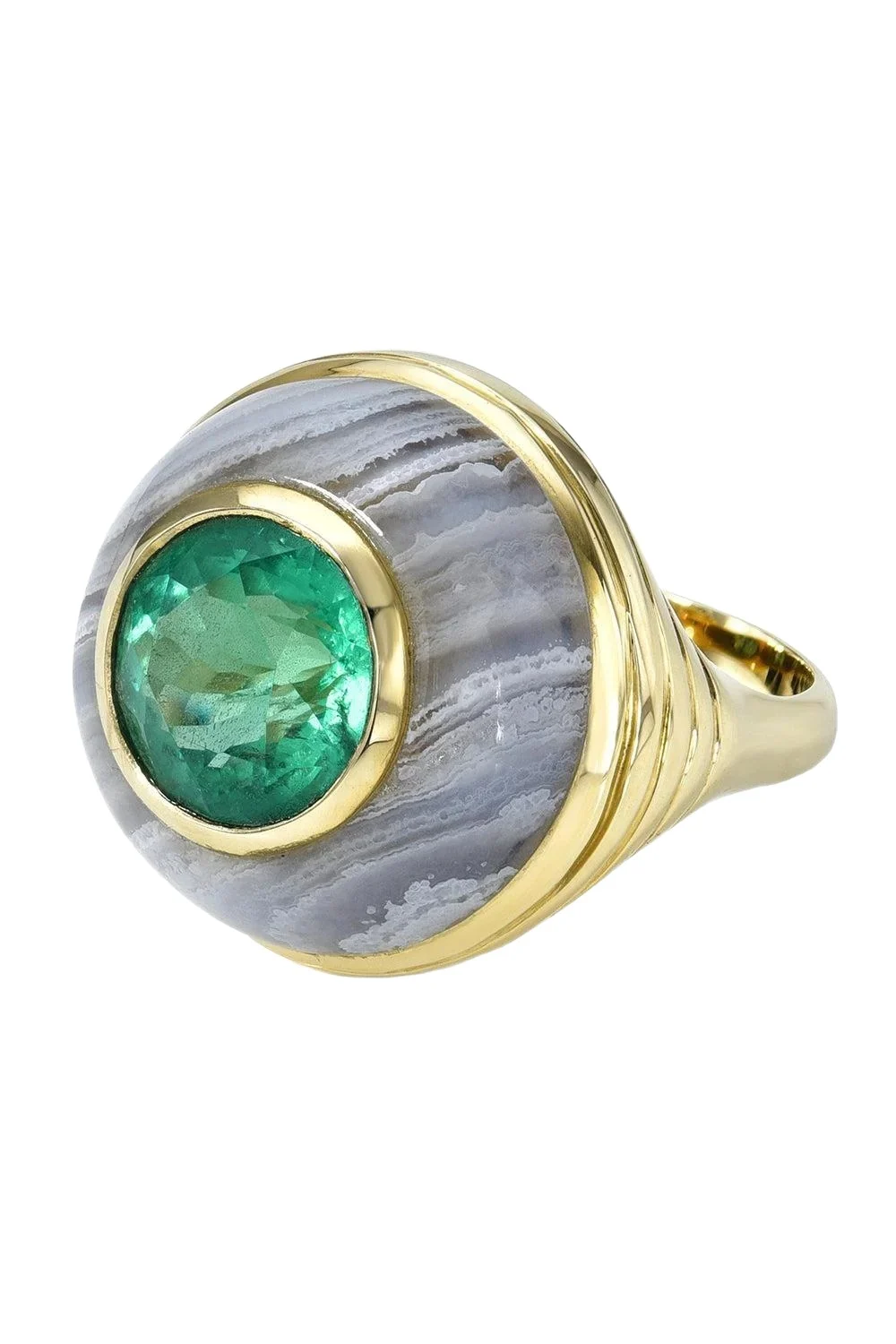 Retrouvaí Emerald Blue Agate Petite Lollipop Ring