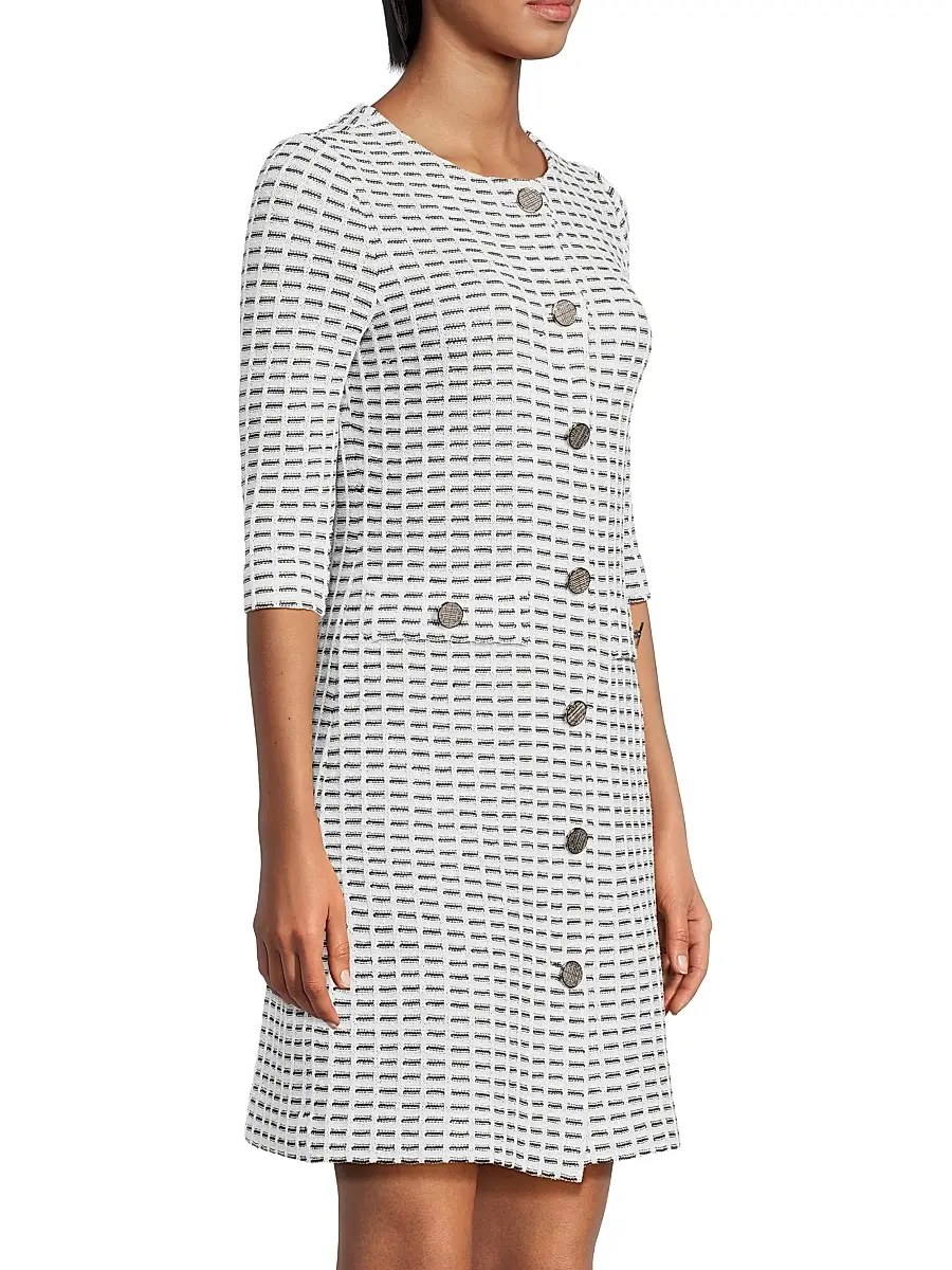 Misook Women's Two-Tone Tweed Sheath Mini-Shirtdress | Thumbnail 4 Misook Women's Two-Tone Tweed Sheath Mini-Shirtdress | Thumbnail 4