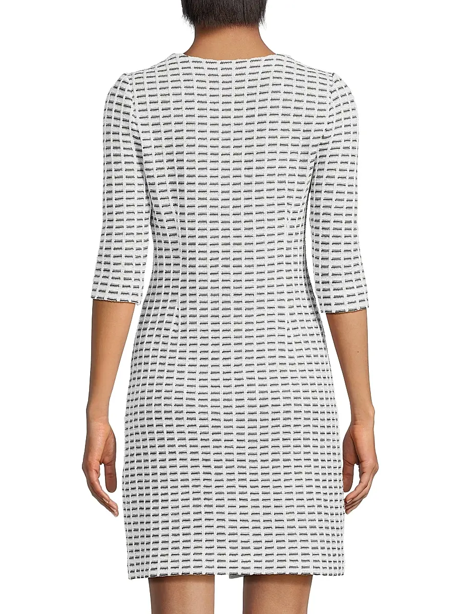 Misook Women's Two-Tone Tweed Sheath Mini-Shirtdress | Thumbnail 5 Misook Women's Two-Tone Tweed Sheath Mini-Shirtdress | Thumbnail 5