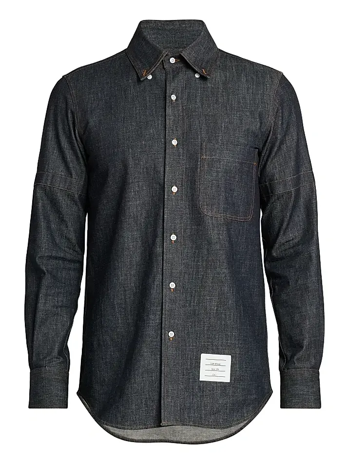 Men's Denim Long-Sleeve Button-Down Shirt