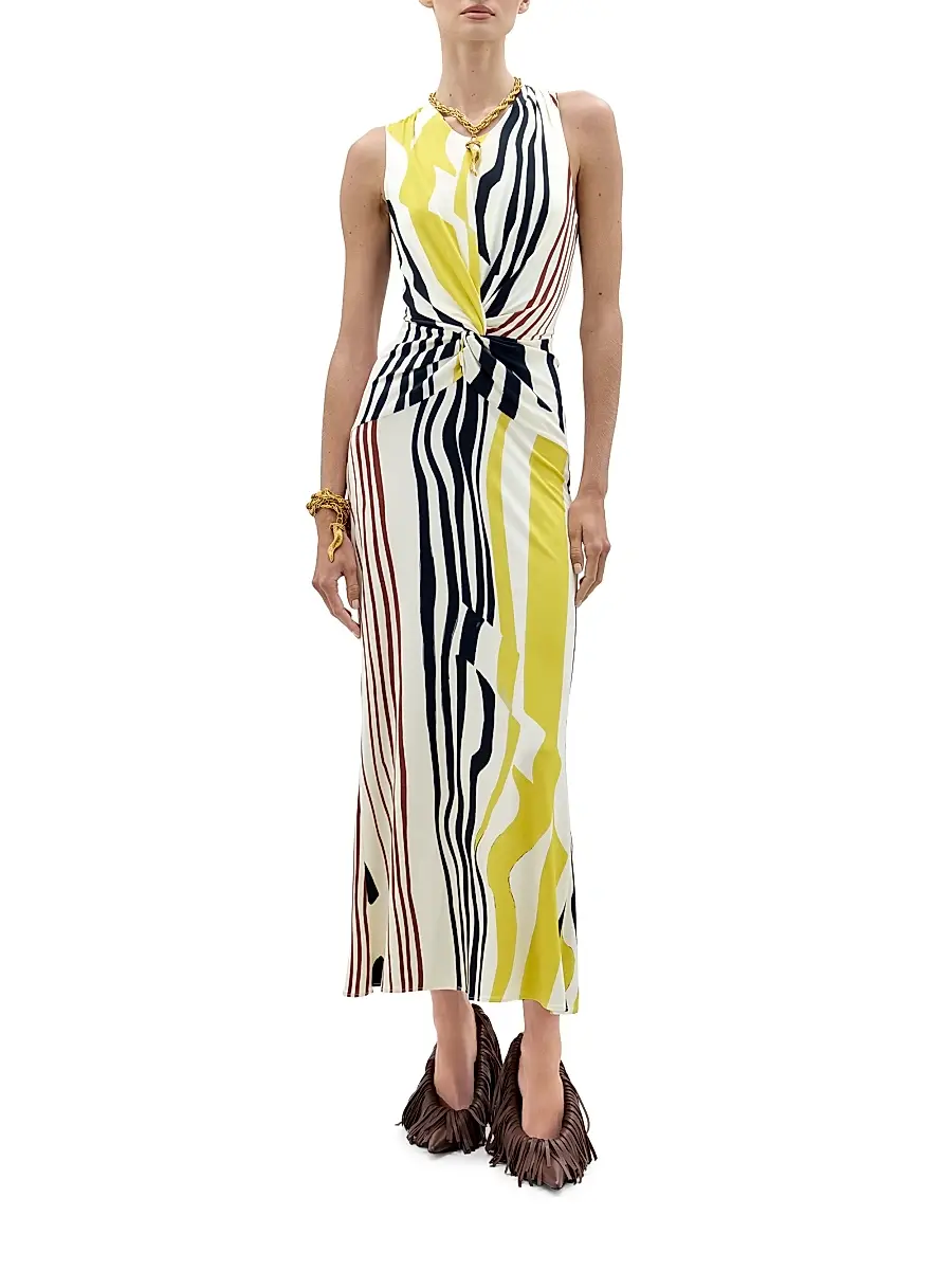 Silvia Tcherassi Women's Luna Striped Twisted Maxi Dress | Thumbnail 2 Silvia Tcherassi Women's Luna Striped Twisted Maxi Dress | Thumbnail 2
