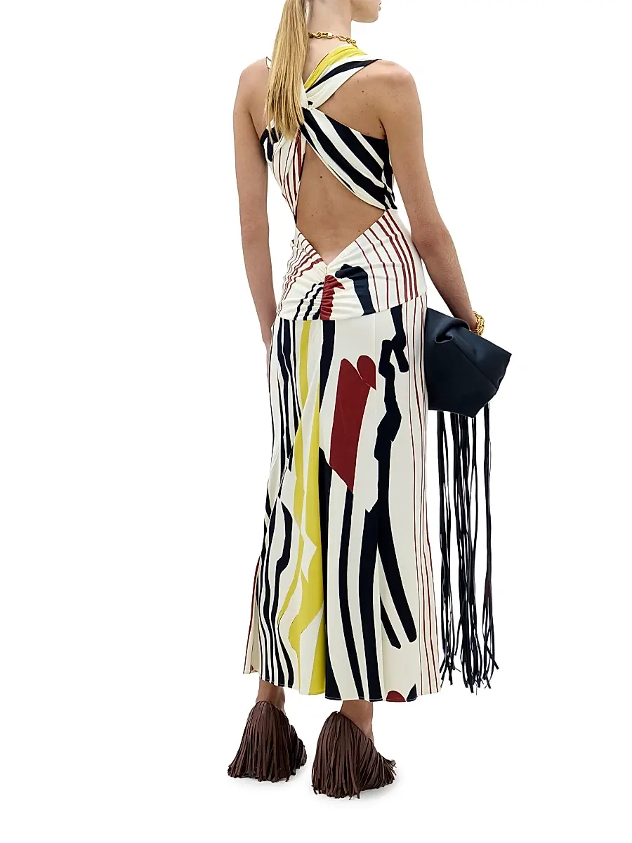 Silvia Tcherassi Women's Luna Striped Twisted Maxi Dress | Thumbnail 3 Silvia Tcherassi Women's Luna Striped Twisted Maxi Dress | Thumbnail 3