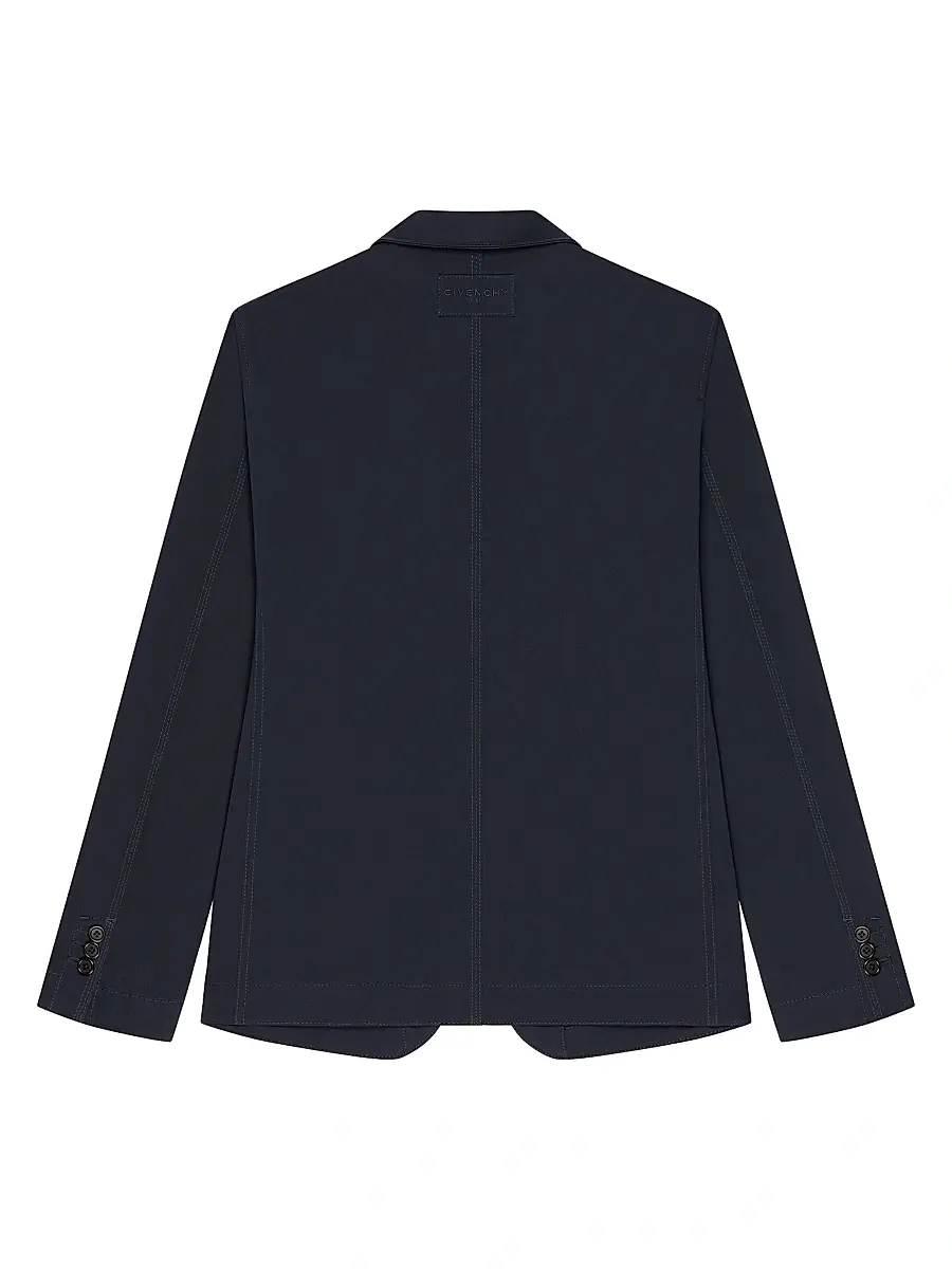 Givenchy Men's Single-Breasted Deconstructed Jacket in Cotton - Dark Navy | Thumbnail 2 Givenchy Men's Single-Breasted Deconstructed Jacket in Cotton - Dark Navy | Thumbnail 2