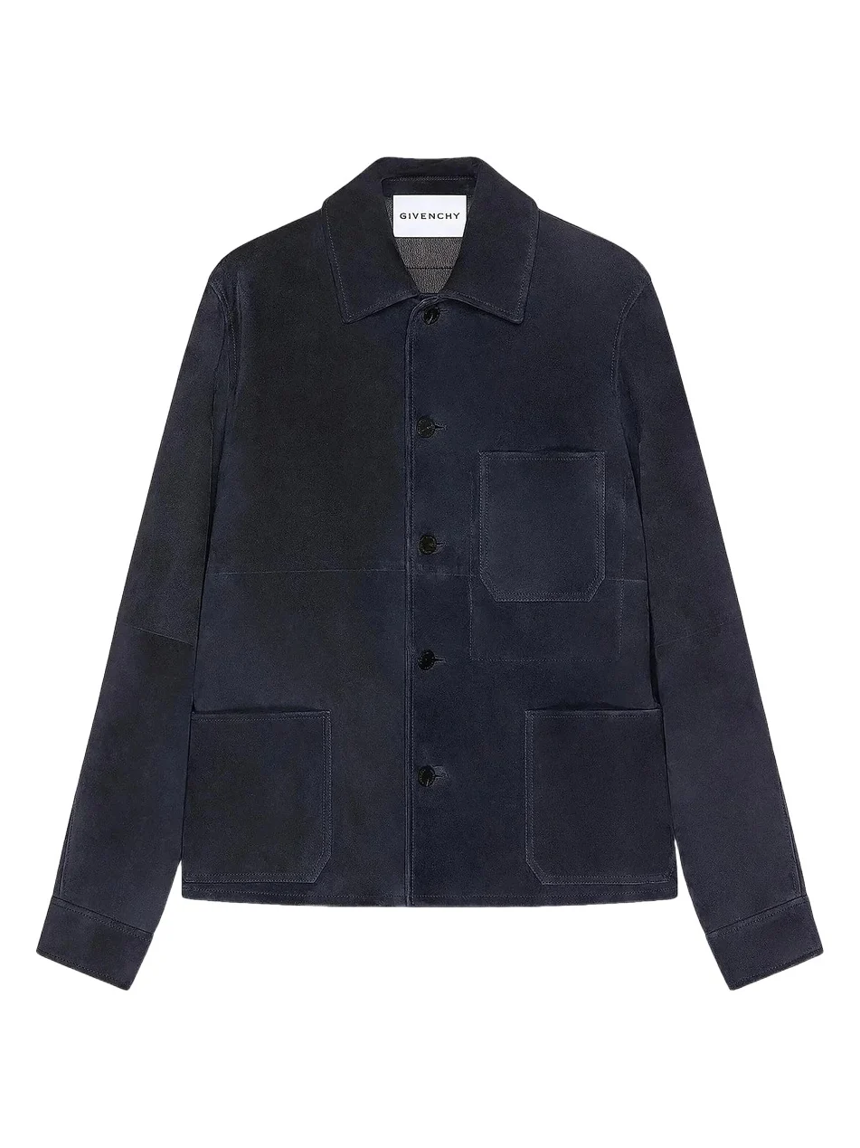 Givenchy Men's Couture Seam Overshirt in Suede - Dark Navy
