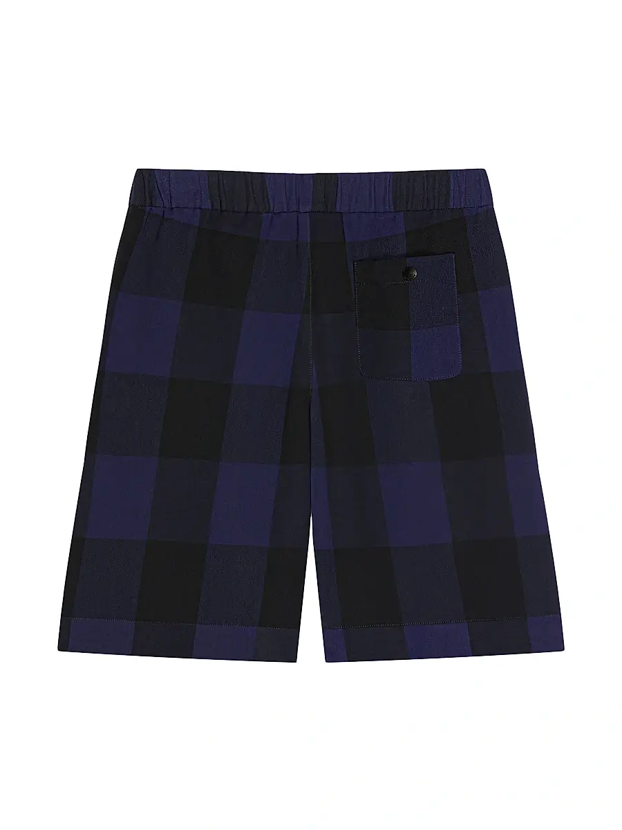 Givenchy Men's Checked Bermuda Shorts in Wool - Black Navy | Thumbnail 2