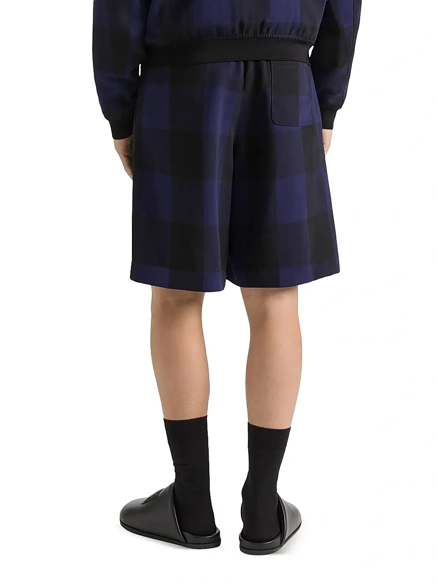Givenchy Men's Checked Bermuda Shorts in Wool - Black Navy | Thumbnail 4