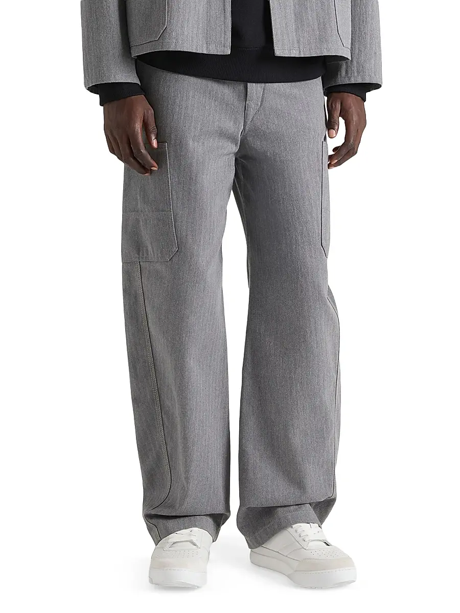 Givenchy Men's Couture Seam Cargo Trousers in Herringbone Denim - Grey | Thumbnail 2 Givenchy Men's Couture Seam Cargo Trousers in Herringbone Denim - Grey | Thumbnail 2