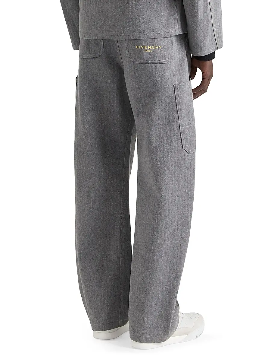 Givenchy Men's Couture Seam Cargo Trousers in Herringbone Denim - Grey | Thumbnail 3 Givenchy Men's Couture Seam Cargo Trousers in Herringbone Denim - Grey | Thumbnail 3