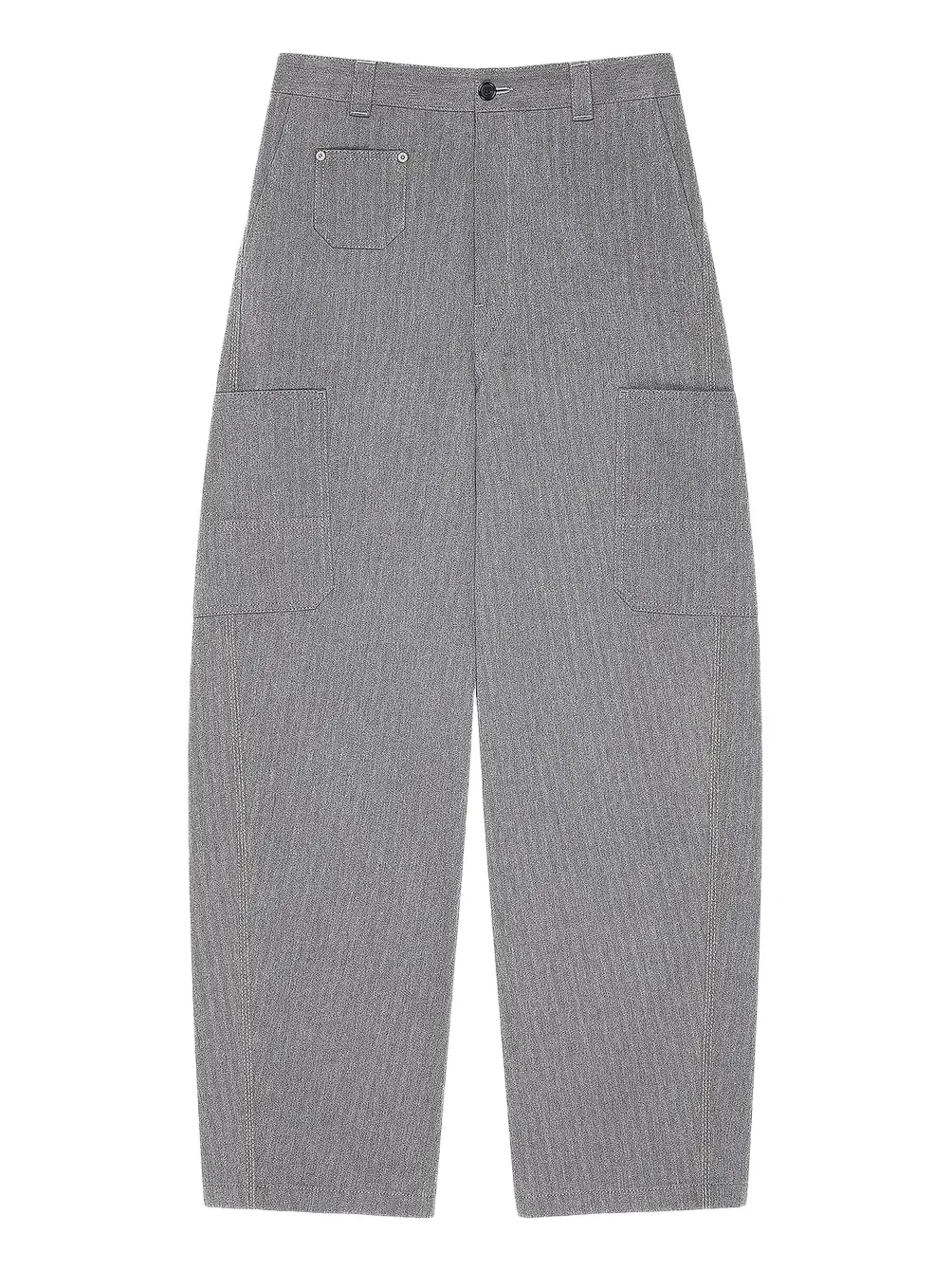Men's Couture Seam Cargo Trousers in Herringbone Denim - Grey